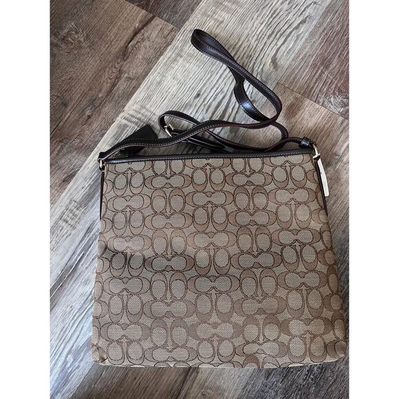 Coach F58285 Outline Signature File Bag Crossbody Khaki Brown Discontinued - Picture 7 of 10